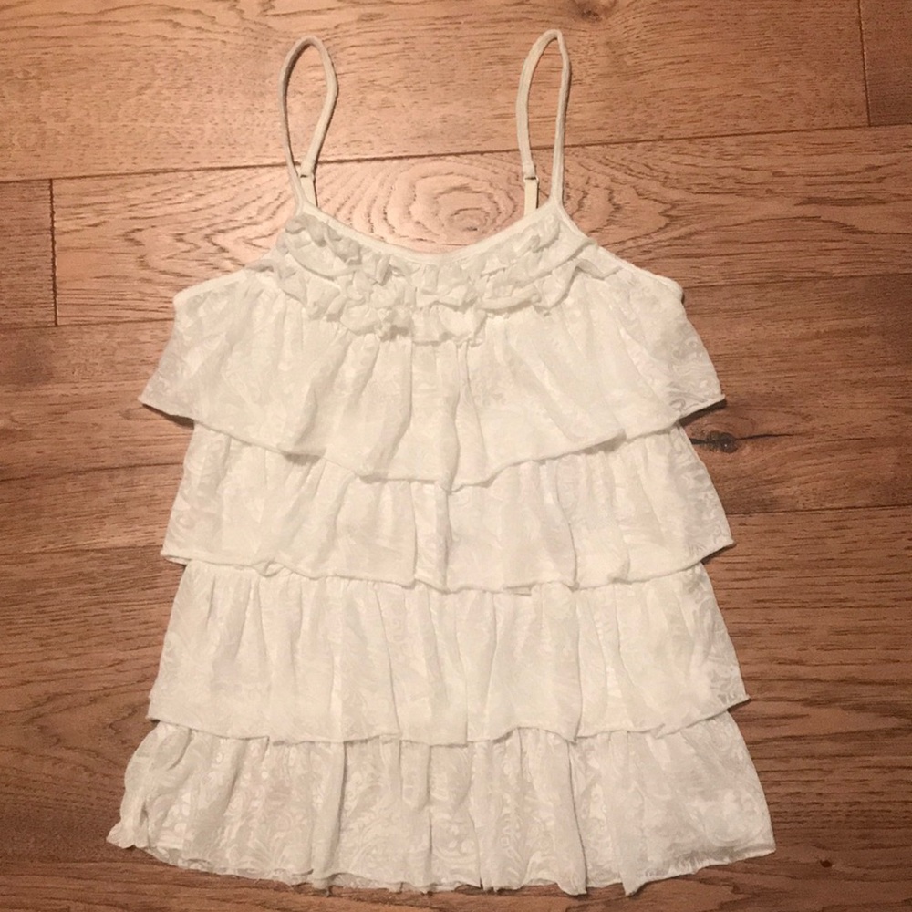White Ruffle Tank Top